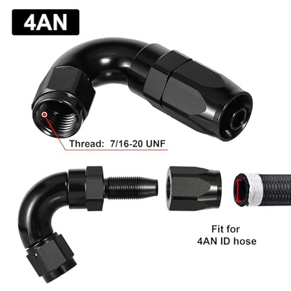 4AN 120 Degree One Piece Full Flow Hose End Fitting Swivel for CPE Braided Hose