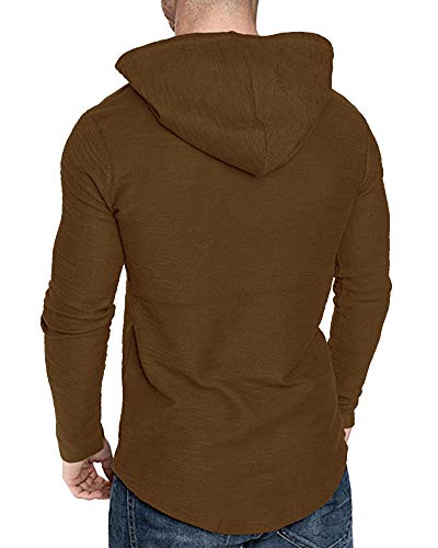 Mens Fashion Athletic Hoodies Sport Sweatshirt Solid Color Fleece Pullover Brown 3X