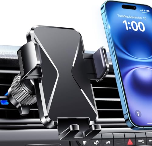 Cell Phone Holder [Never Fall Upgrade Clip] Phone Holder Car Automobile Air Vent Hands Free for Car Fit Car Phone Holder Mount for All for iPhone Android Smartphone