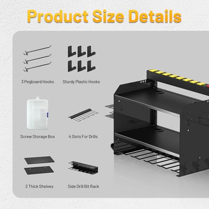 Power Tool Organizer Wall Mount with Charging Station & 8 Outlet
