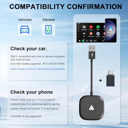 Android Auto Wireless Adapter for Wired Android Auto Cars