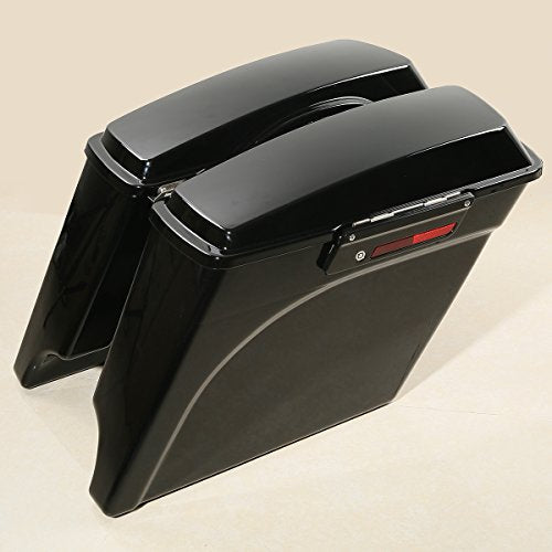 Motorcycle 5" Stretched Saddlebags with Black Conversion Brackets Fit For Harley Softail Deluxe Heritage Softail 1984
