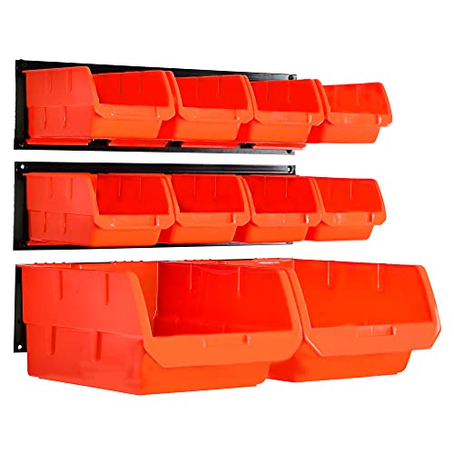 10 Bin Wall Mounted Plastic Storage Bins Hanging Organizer Bins