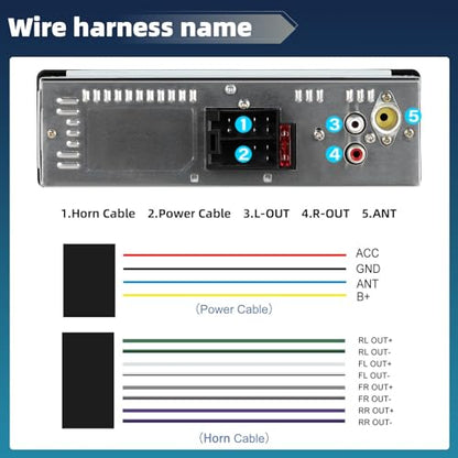 Single Din Car Stereo with Bluetooth 5.0 Hands Free Calling Digital Car Stereo Receiver FM Radio Car Mp3 Player Audio Multimedia System with 2 USB