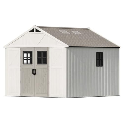 10x10 FT Resin Outdoor Storage Shed with Floor