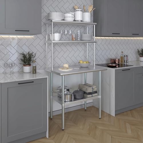 Stainless Steel Work Table Double Tier Overshelf (2 Count)