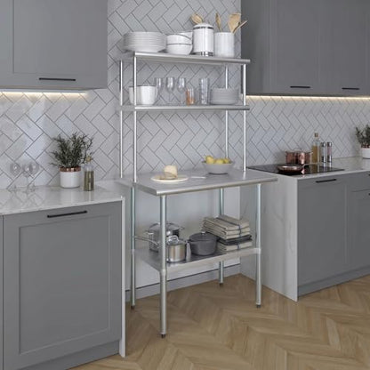 Stainless Steel Work Table Double Tier Overshelf (2 Count)