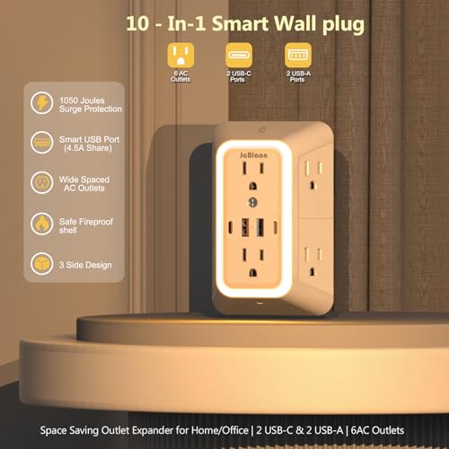 Wall Outlet Extender with Night Light