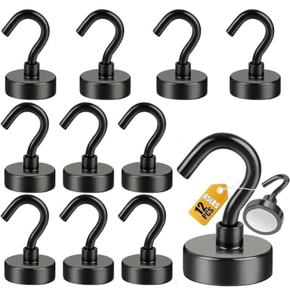 Magnetic Hooks 12pcs 85lbs Cruise Essentials 2026 Magnet Hook Black (12 Count)