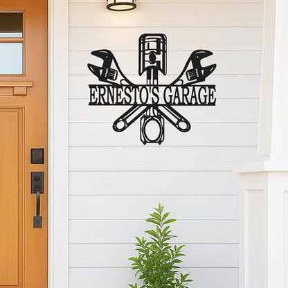 Custom Garage Workshop Metal Sign Personalized Tool Name Wall Art for Car Truck Mechanic Shop Decor Durable Steel Sign for Dad Husband Men’s Auto Workspace or Fence