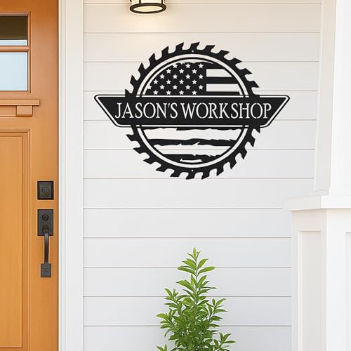 Custom Garage Workshop Metal Sign Personalized Tool Name Wall Art for Car Truck Mechanic Shop Decor Durable Steel Sign for Dad Husband Men’s Auto Workspace or Fence