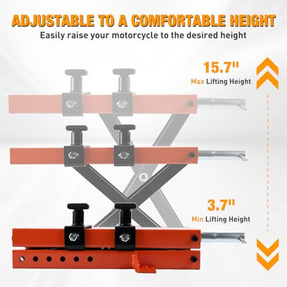 Motorcycle Lift 1100 LBS ATV Scissor Jacks with Saddle Safety Pin Crank Handle 3.7"