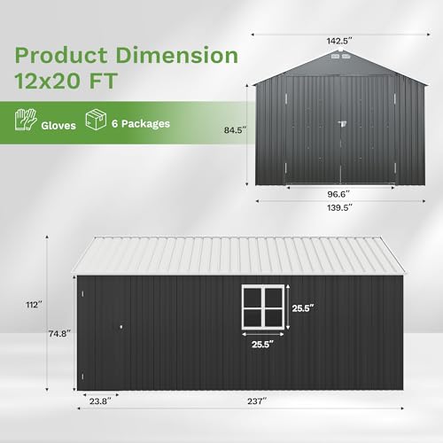 12x20 FT Outdoor Storage Shed