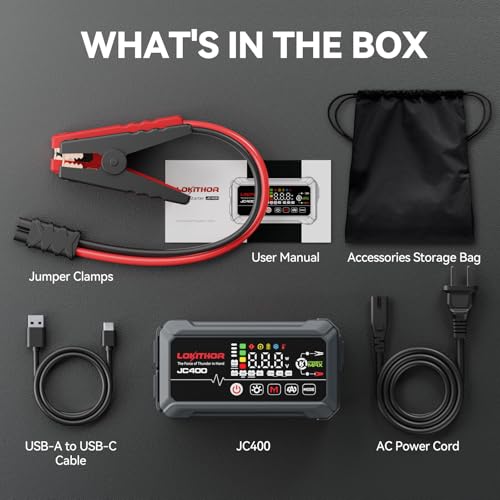 JC400 2A Car Battery Charger and 2500A Jump Starter