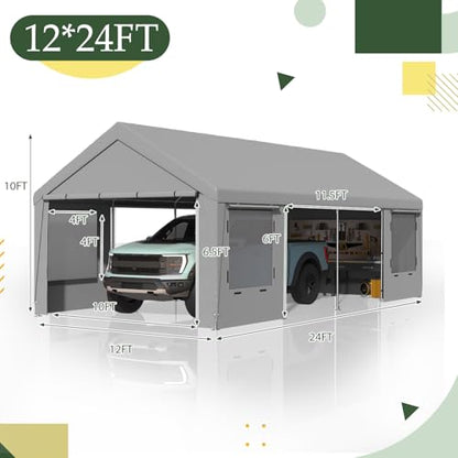 Carport 12' x 24' Heavy Duty Carport with Roll