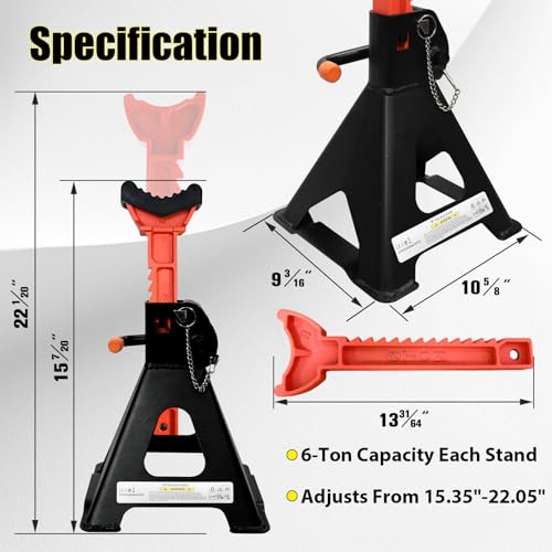 Upgraded Jack Stands 6 Ton (2 Count)