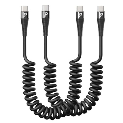 Coiled USB C to C Cable for Car 5FT (10 Foot)