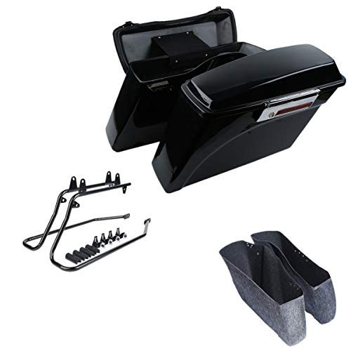Motorcycle Hard Saddlebags with Black Conversion Brackets Fit For Harley Softail Deluxe Heritage Softail 1984
