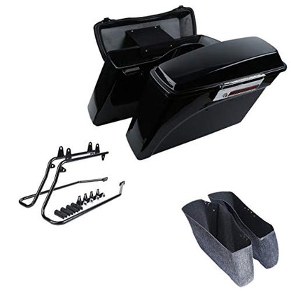 Motorcycle Hard Saddlebags with Black Conversion Brackets Fit For Harley Softail Deluxe Heritage Softail 1984