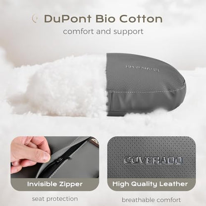 Leather Car Headrest Pillow Car Neck Pillow with Adjustable Strap