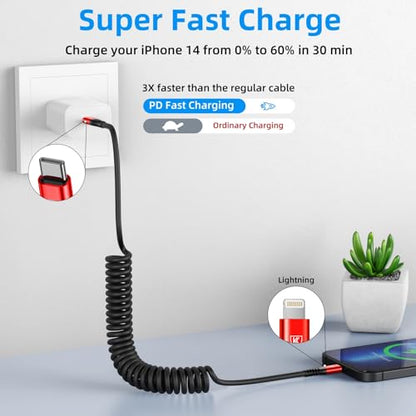 USB C to Lightning Cable for Carplay (2 Count)