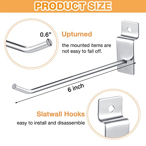 100 Pack Slatwall Hooks Silver Heavy Duty Slat Wall Hooks Metal Slatwall Accessories for Hanging Garage Retail Home Shop Display (100 Count)