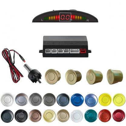 Parking Sensor Kit Backup Sensor Kit Reverse Sensor for Car 20 Color Options for Probes Adjustable Alarm Volume Professional Sensore de Reversa para Carro Safe Driving Assistant Champagne Gold