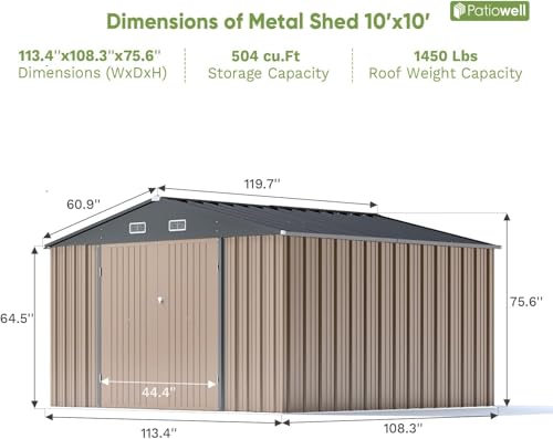 10x10 FT Metal Storage Shed