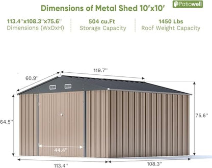 10x10 FT Metal Storage Shed