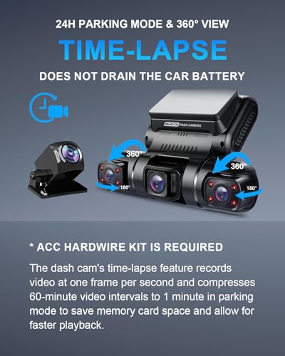 360° 4 Channel Dash Cam Front and Rear Inside Left Right