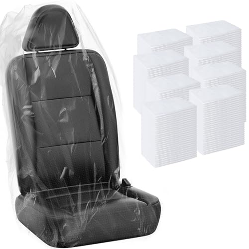 200 PCS Disposable Car Seat Covers Clear Plastic Vehicle Seat Protector