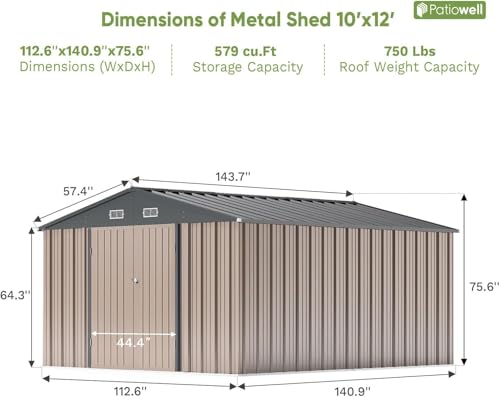 10x12 FT Storage Shed
