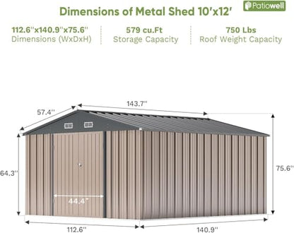 10x12 FT Storage Shed