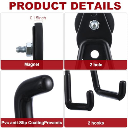 10 Pcs Large Magnetic Hooks Heavy Duty Garage Magnet Hooks Strong Storage Utility Magnetic Hangers with Anti Slip Rubber Coating for Indoor and Outdoor Hanging