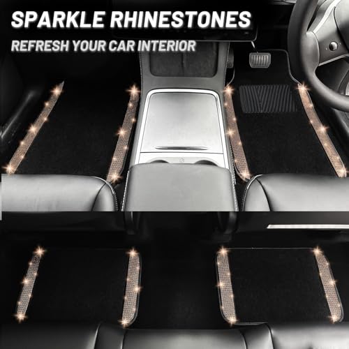 Bling Car Floor Mats Full Set and Steering Wheel Cover (5 Count)