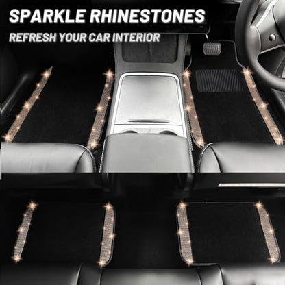 Bling Car Floor Mats Full Set and Steering Wheel Cover (5 Count)