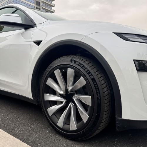 for Tesla Model Y 20 Inch Helix Wheel Rim Protector Hubcaps Helix Wheels Rim Cover Tire Trim Rings Matte Black 4Pcs Model Y Accessories (4 Count)