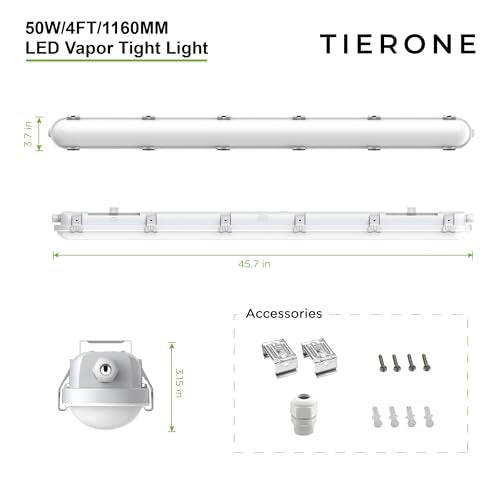 4ft LED Vapor Tight Light 50W Outdoor Shop Light IP65 Waterproof 0 (4 Count)