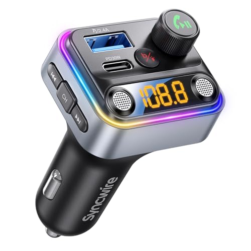 Bluetooth 5.4 FM Transmitter Car Adapter with Light Switch