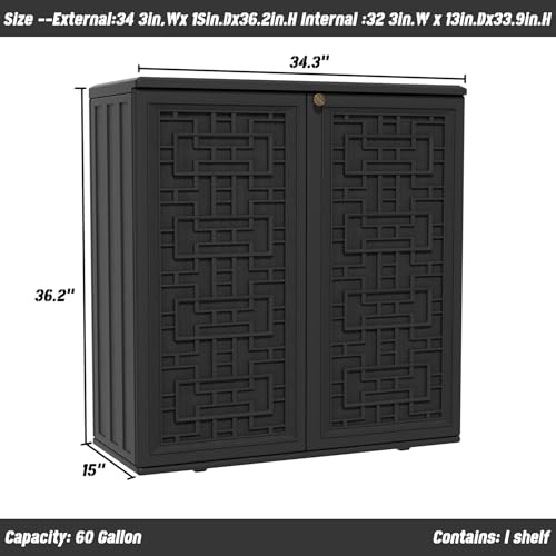 Indoor Outdoor Storage Cabinet Waterproof with Shelf