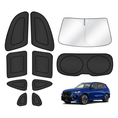 Windshield Sun Shade for BMW X5 2019 2020 2021 2022 2023 2024 2025 Car Window Shades Thicken UV Block and Blackout Privacy Foldable Sunshades 10PCS Accessories Keep Cool Sun Visor Covers (10 Count)