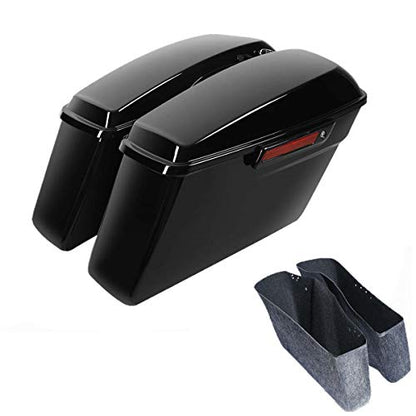Vivid Black Hard Saddlebags with Black Latch Keys Liners Fit for Harley Touring Road King Street Glide Electra Ultra Classic 2014