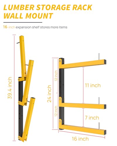Lumber Rack Wall Mount Storage Racks Folding Wood Organizer Heavy Duty Shelf Brackets With 6 (4 Count)
