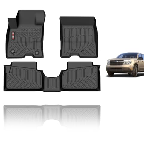 Floor Mats Custom for 2026 2025 2024 Ford Maverick Hybrid 2023 2022 Ford Maverick Hybrid All Weather Protection TPE Heavy Duty Automotive Floor Liners Fits Front& 2nd Row Accessories Black