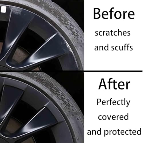 for Tesla Model Y 20 Inch Wheel Rim Protector Hubcaps Induction Wheels Rim Cover Tire Trim Rings Matte Black 4Pcs Model Y Accessories (4 Count)