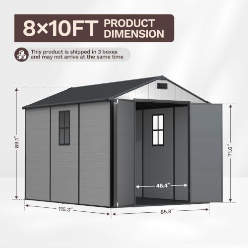 8x10 FT Resin Outdoor Storage Shed with Floor