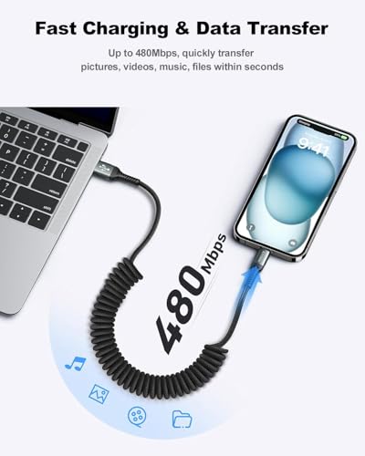 Coiled USB A to USB C Cable 6FT (2 Count)