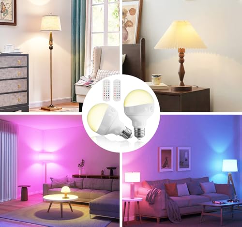 E26 2500mAh Rechargeable Light Bulbs with Remote for Lamp Sconces