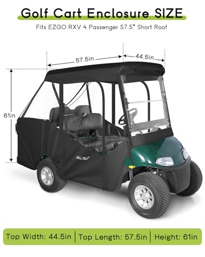 4 Passenger Golf Cart Enclosure for EZGO RXV Short Roof Rain Cover