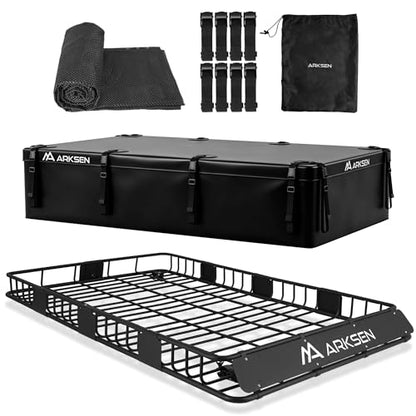 84" x 50" x 6" Extra Wide Roof Rack Basket with Waterproof Bag